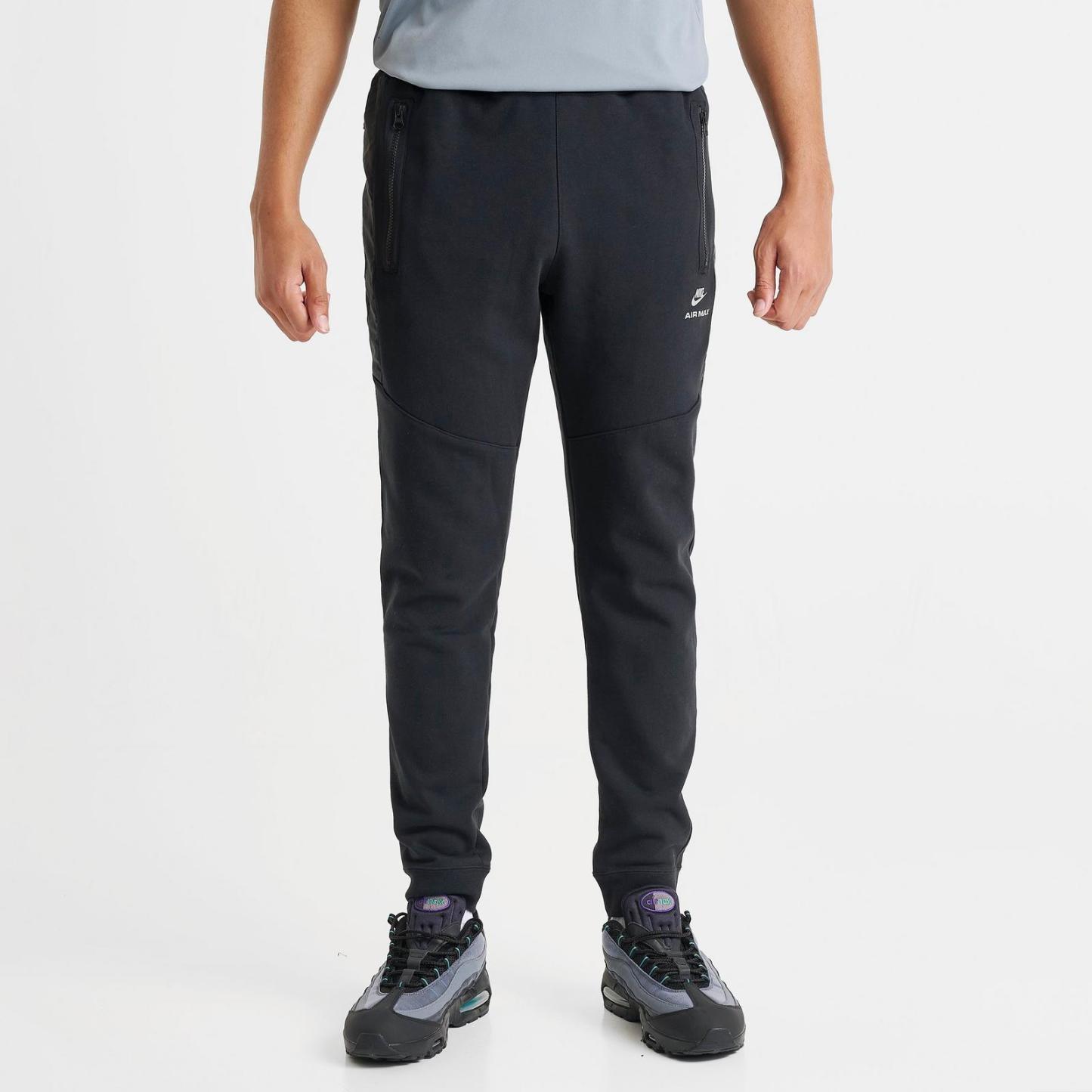 Men's Nike Sportswear Air Max French Terry Fleece Jogger Pants - Black/Black/White