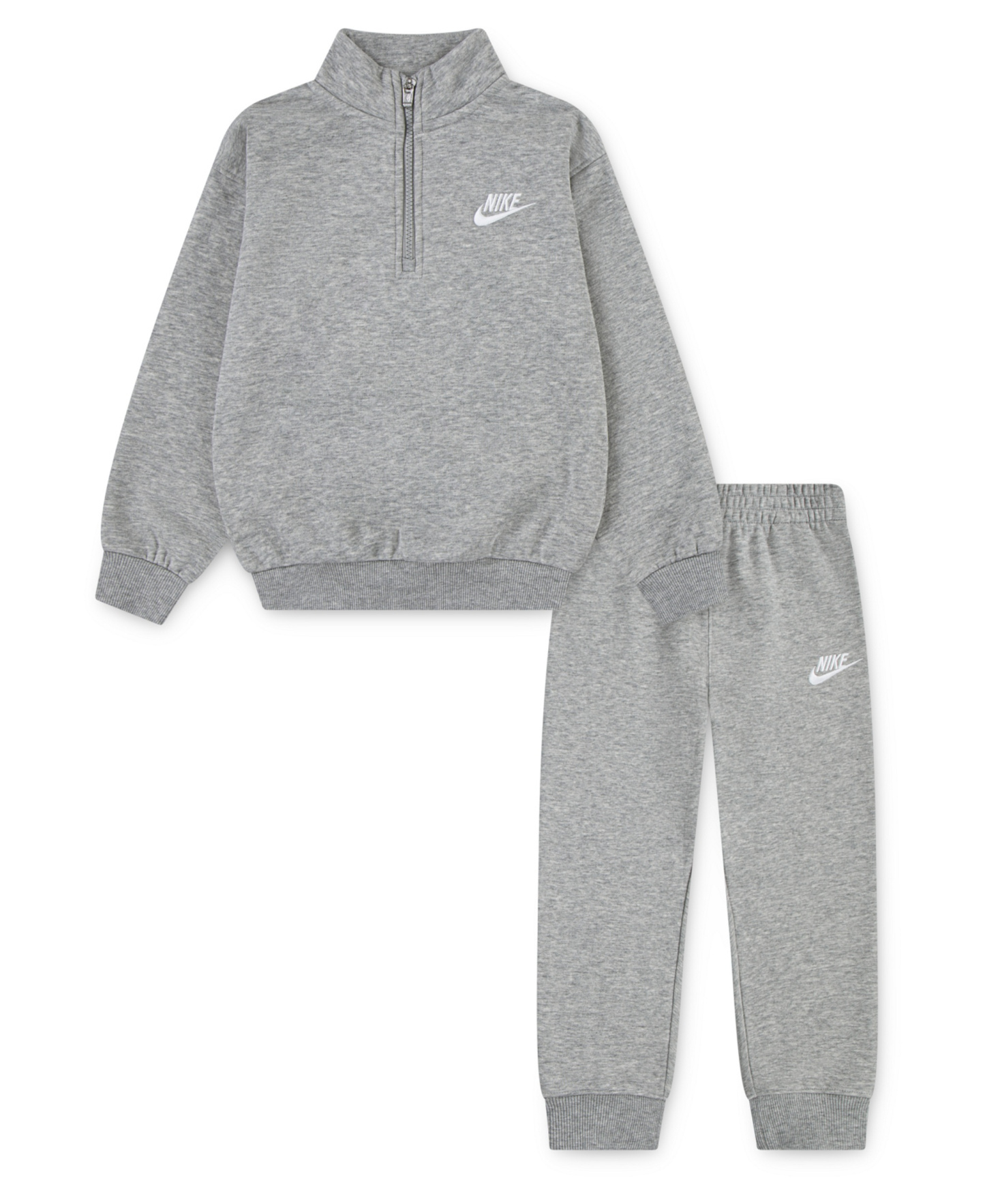 Nike Toddler Boys' 2T-4T Logo Detail Sweatshirt and Joggers, 2-Piece Set - Gray Heather