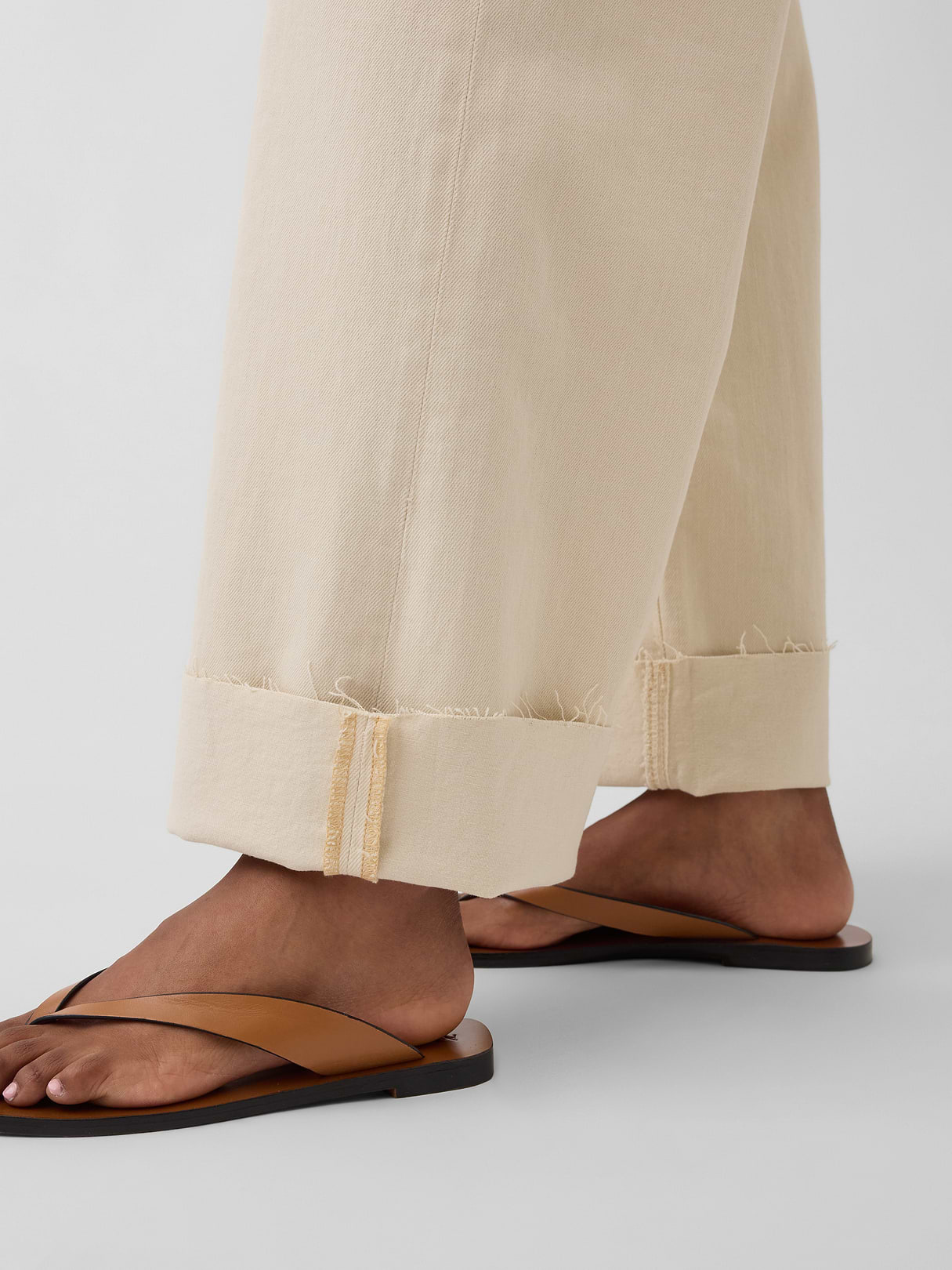 High Rise Stride Wide-Leg Ankle Jeans - Beach pebble beige