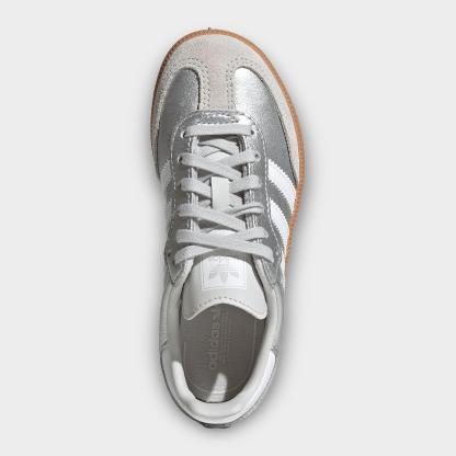 Little Kids' adidas Originals Samba OG Casual Shoes - Silver Metallic/Cloud White/Gum - Top view