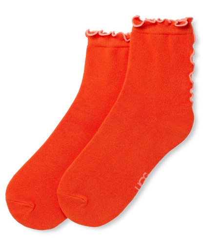 UGG Women's Karsyn Lettuce Edge Quarter Logo Socks - Red