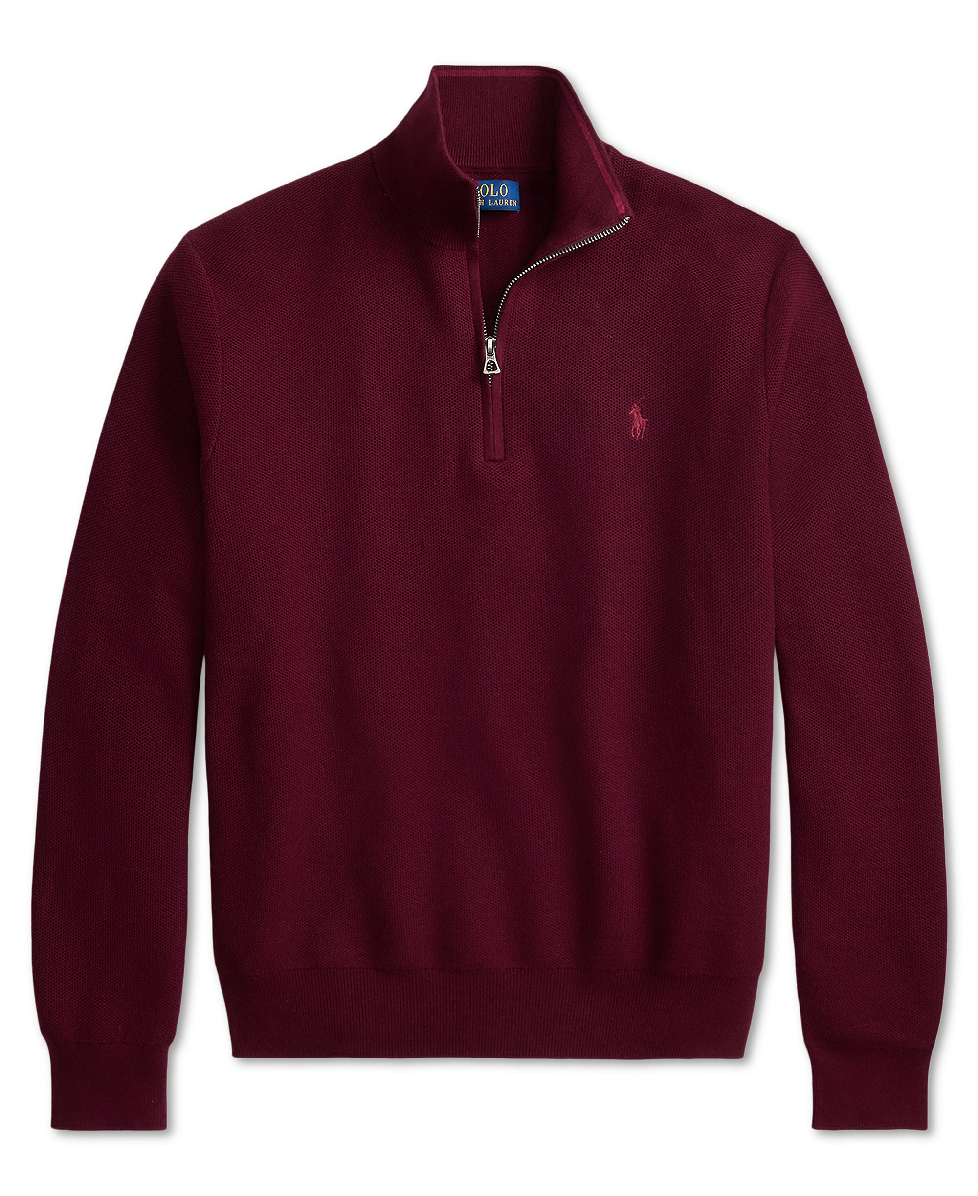 Polo Ralph Lauren Men's Mesh-Knit Cotton Quarter-Zip Sweater - Merlot Wine Heather