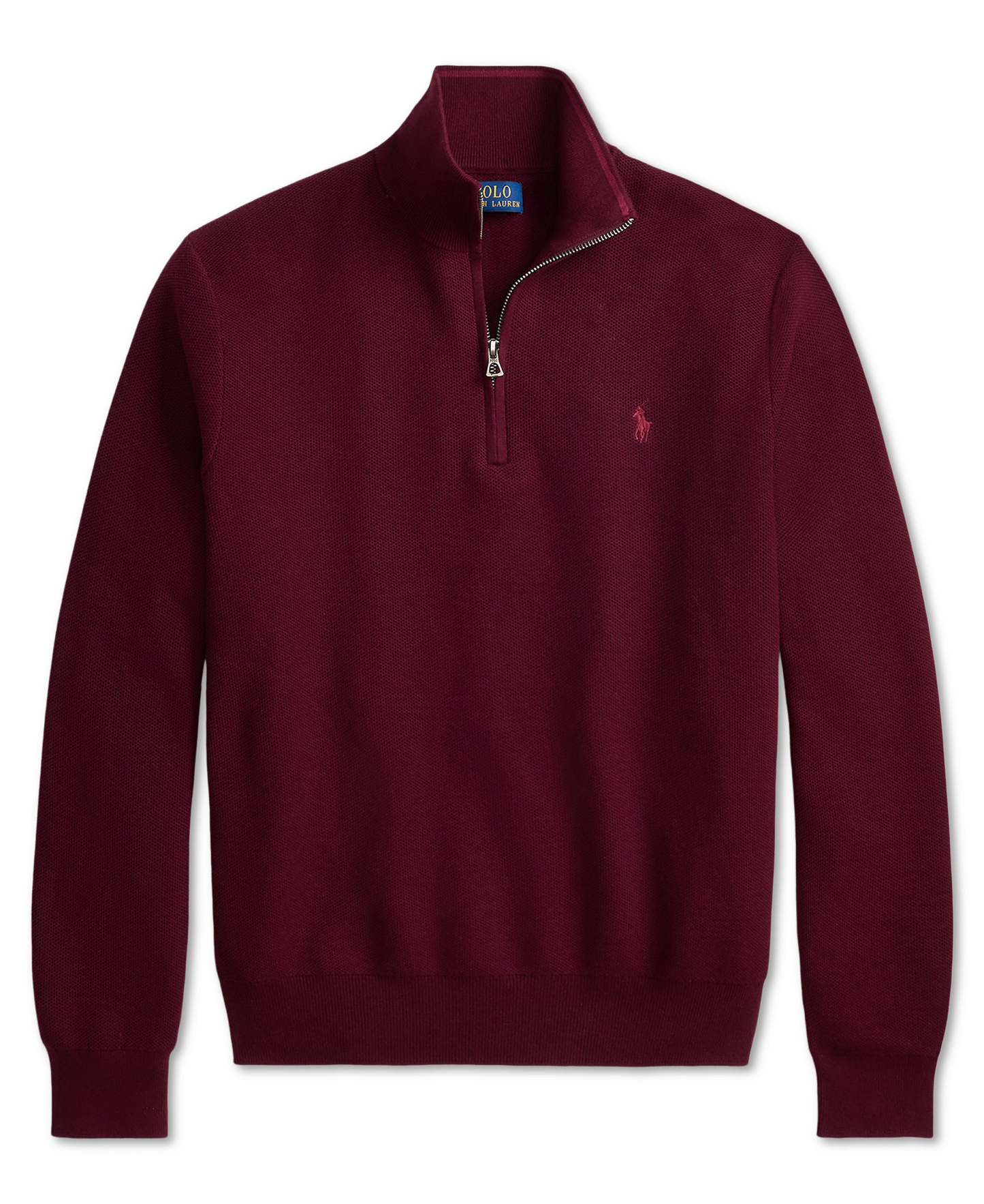Polo Ralph Lauren Men's Mesh-Knit Cotton Quarter-Zip Sweater - Merlot Wine Heather