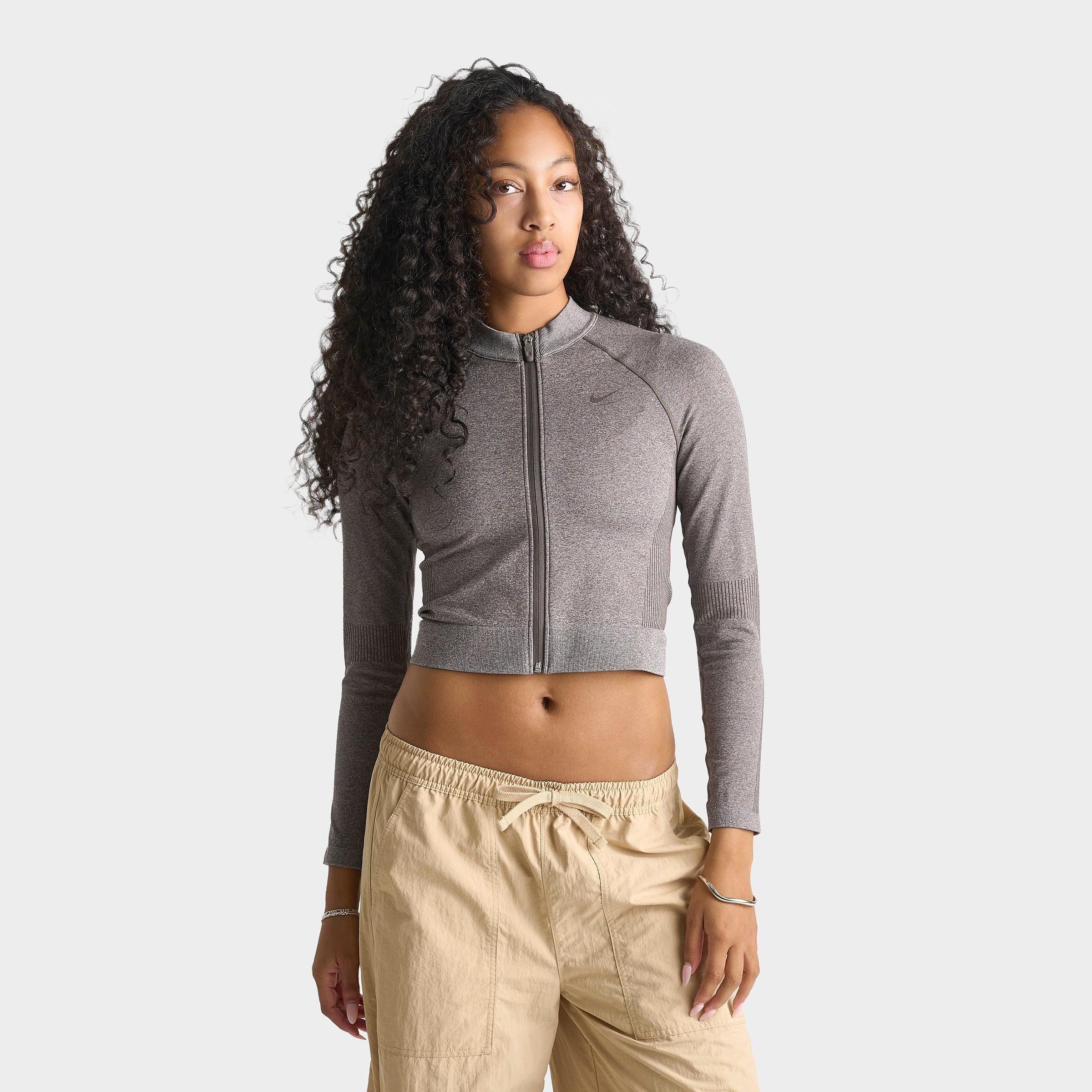 Women's Nithtke Pro Seamless Cropped Full-Zip Training Top - Ridgerock/Heather