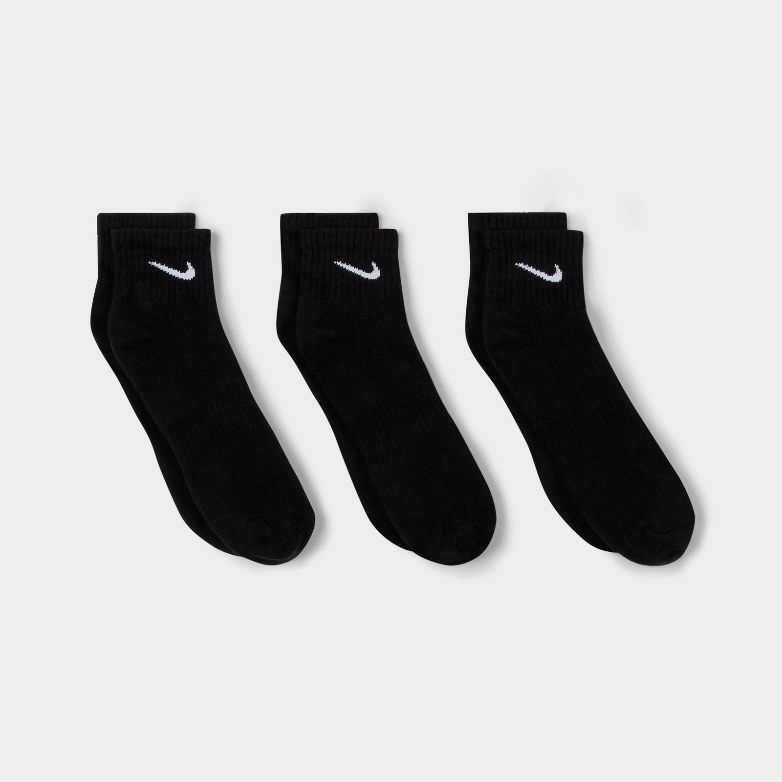 Nike Everyday Cushioned Training Ankle Socks (3-Pack) - Black/White