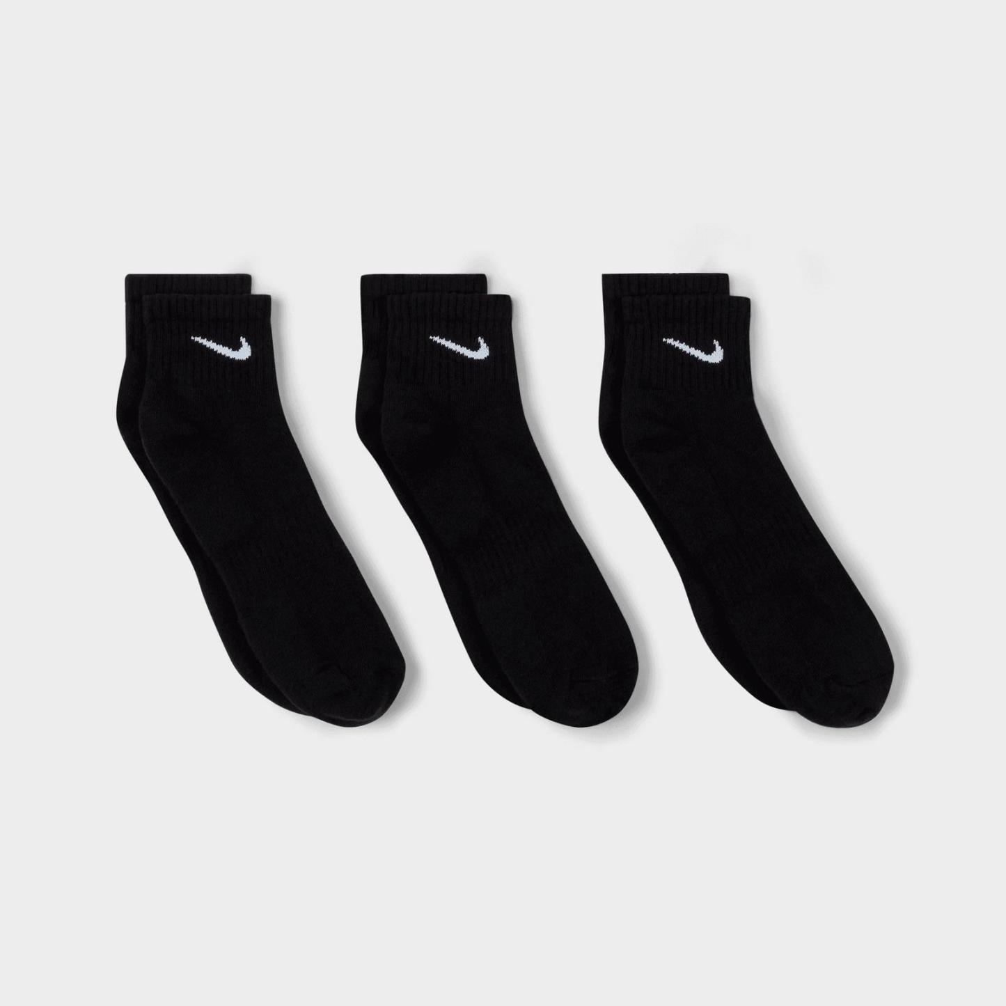 Nike Everyday Cushioned Training Ankle Socks (3-Pack) - Black/White