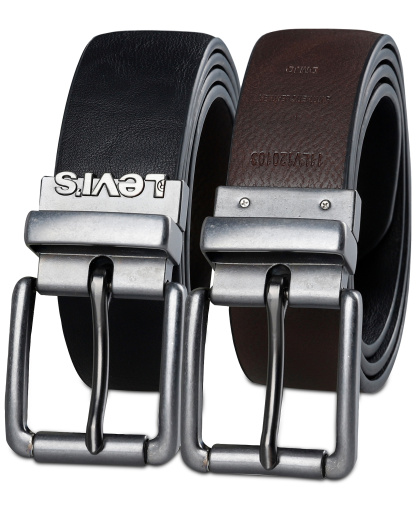 Levi's Men's Logo Buckle Stretch Reversible Leather Belt - Black/Brown