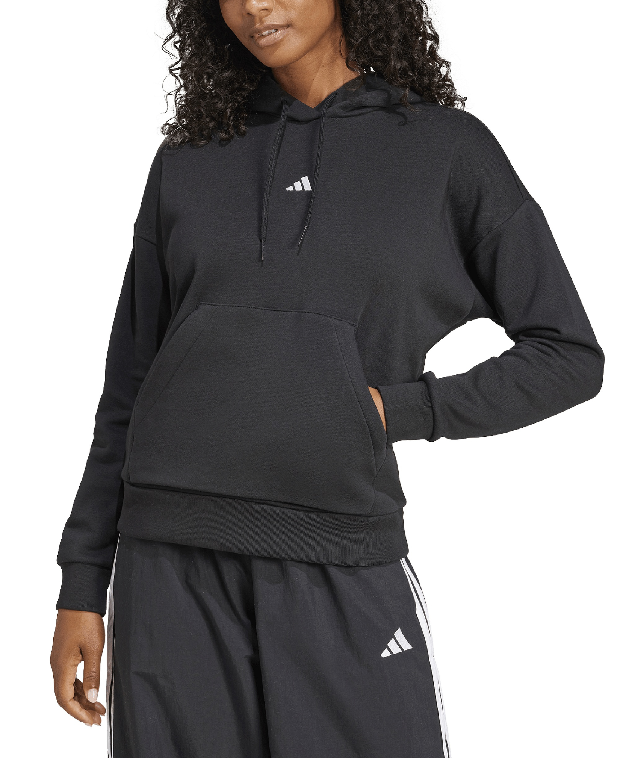 adidas Women's Essentials Long-Sleeve Logo Hoodie - Black/White