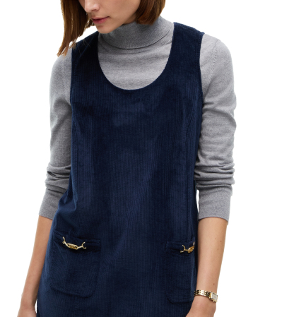 Tommy Hilfiger Women's Corduroy Scoop Neck Mini Dress - Dark Blue