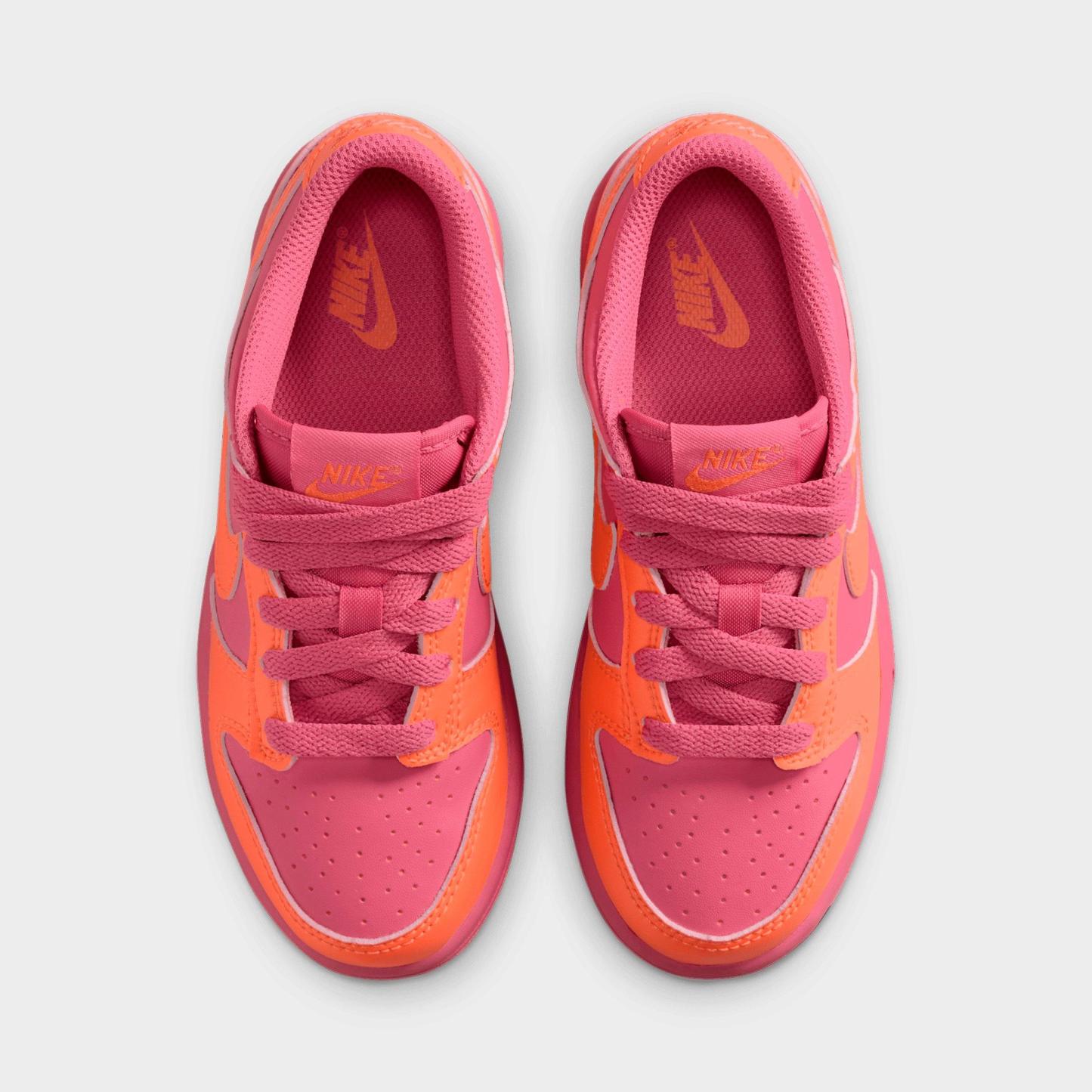 Little Kids' Nithtke Dunk Low Casual Shoes - Part 1 - Peony/Orange Frost/Orange Frost - Back view