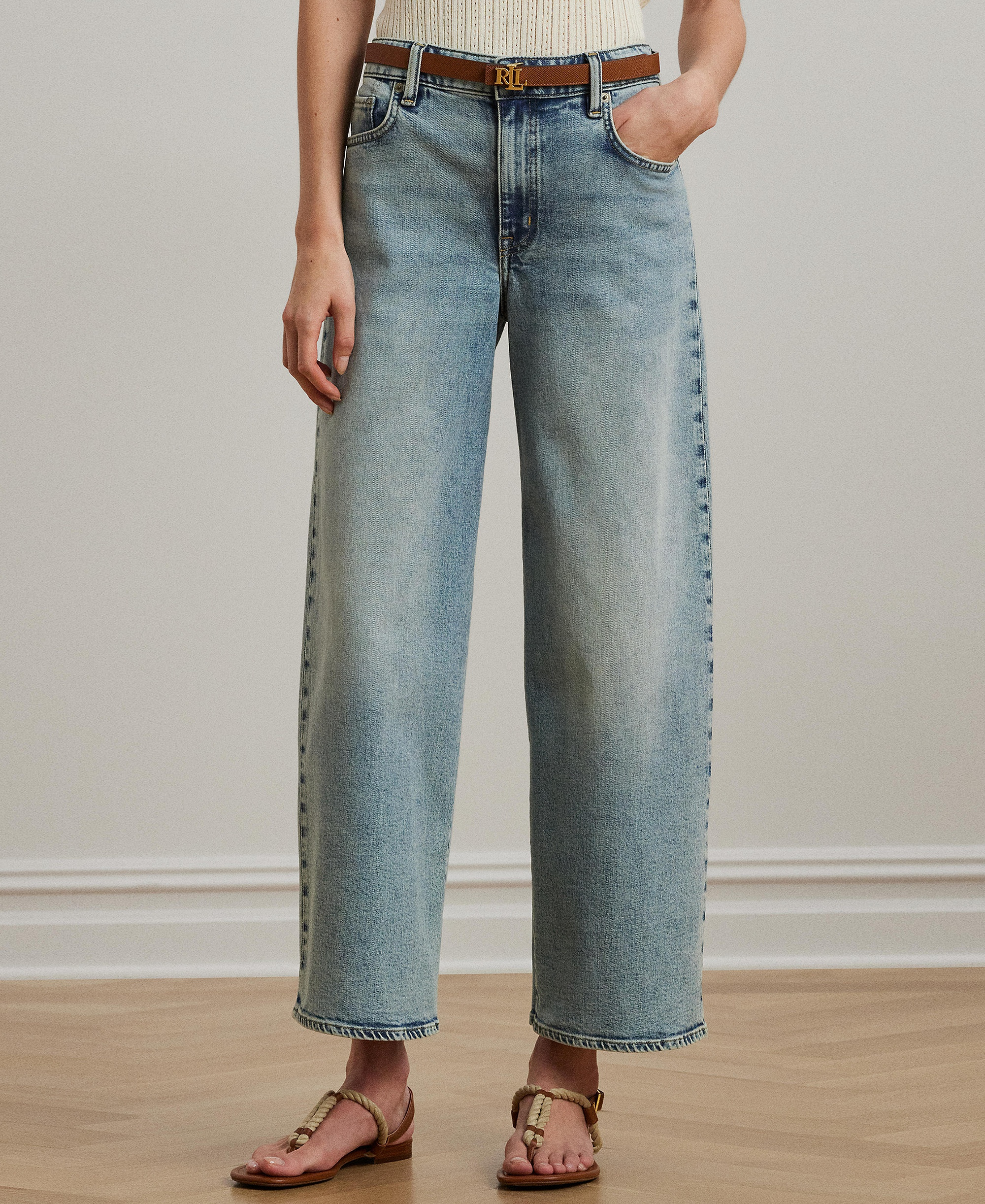 Lauren Ralph Lauren Women's High-Rise Wide-Leg Cropped Jeans - Alicia Wash