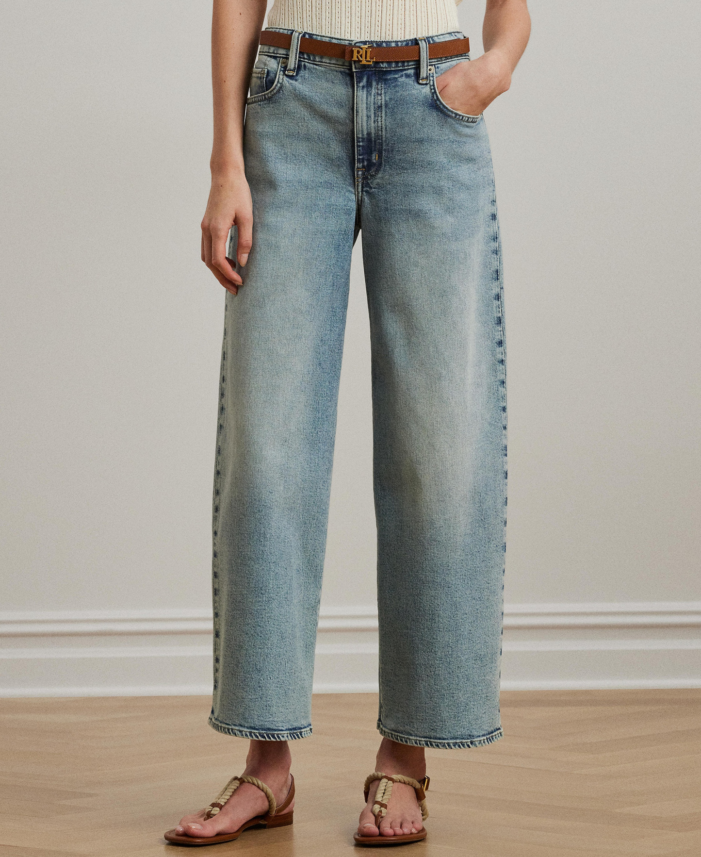 Lauren Ralph Lauren Women's High-Rise Wide-Leg Cropped Jeans - Alicia Wash