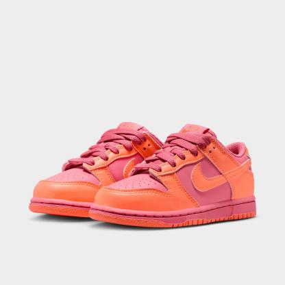 Little Kids' Nithtke Dunk Low Casual Shoes - Part 1 - Peony/Orange Frost/Orange Frost - Both shoes facing left