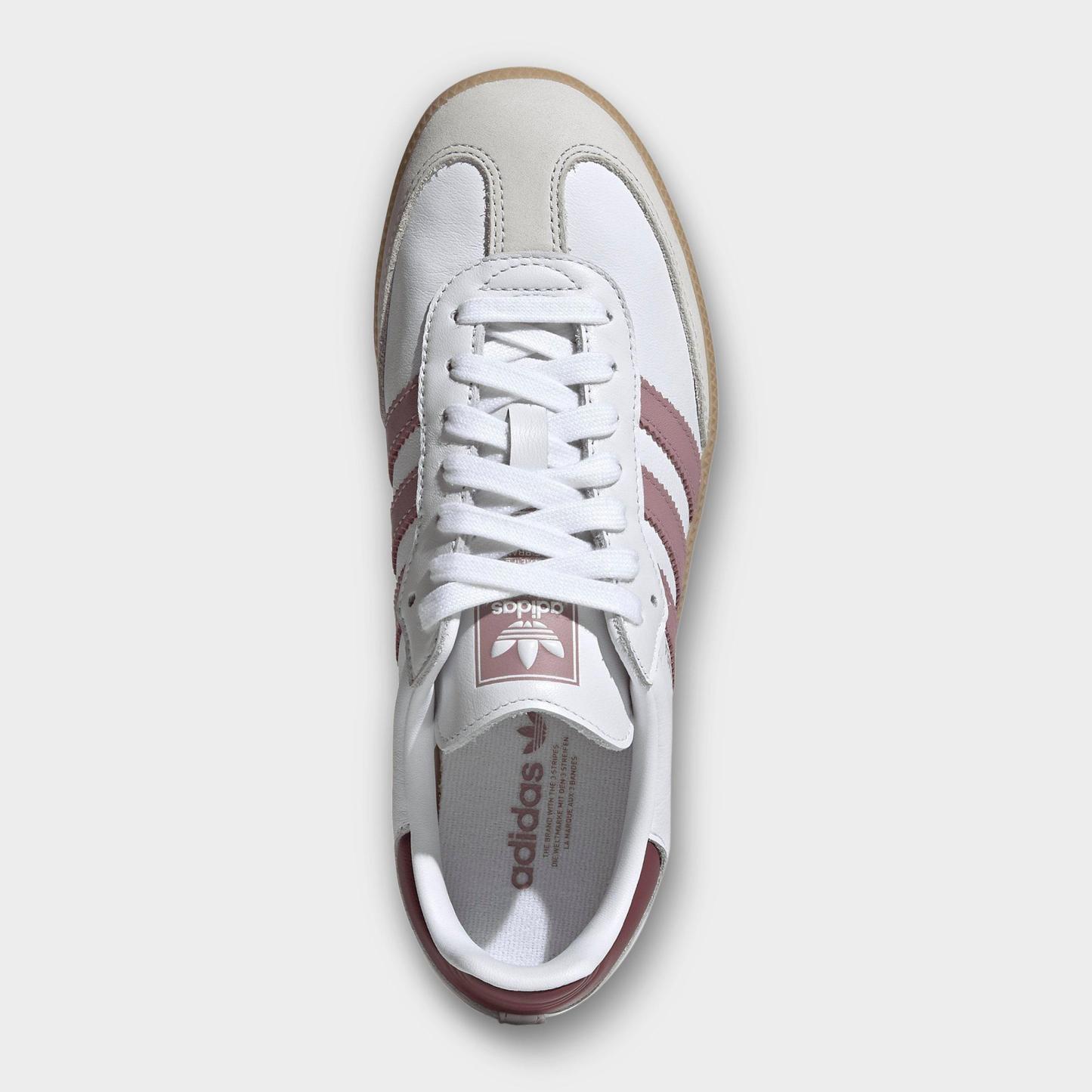 Women's adidas Originals Samba OG Casual Shoes - Part 1 - Cloud White/Magic Mauve/Burgundy - Top view