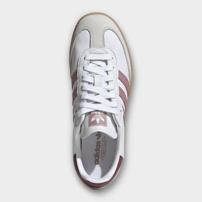 Women's adidas Originals Samba OG Casual Shoes - Part 1 - Cloud White/Magic Mauve/Burgundy - Top view