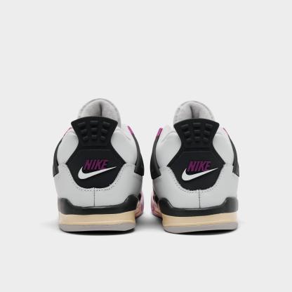 Kids' Toddler Air Jordan Retro 4 Basketball Shoes - Off White/Anthracite/Fire Pink - view 4