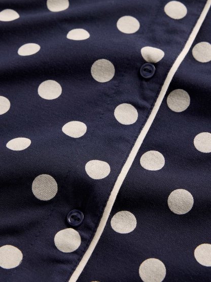 SoftMade Modal PJ Top - Navy blue & white polka dot