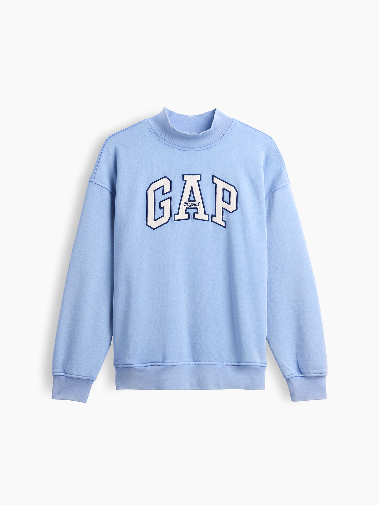 VintageSoft Oversized Mockneck Logo Sweatshirt - Air stream blue