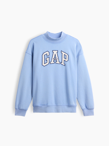 VintageSoft Oversized Mockneck Logo Sweatshirt - Air stream blue
