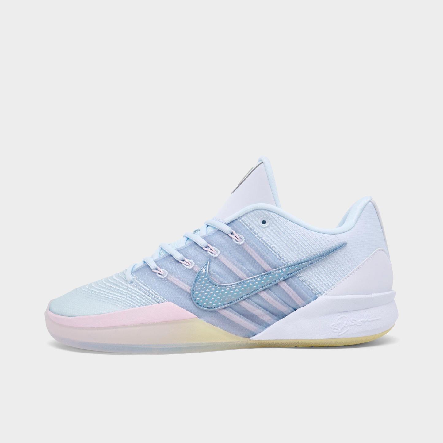 Nithtke Sabrina 3 Basketball Shoes - White/Football Grey/Bleached Lilac/Dusty Purple - Left shoe facing left. Outside of the shoe.