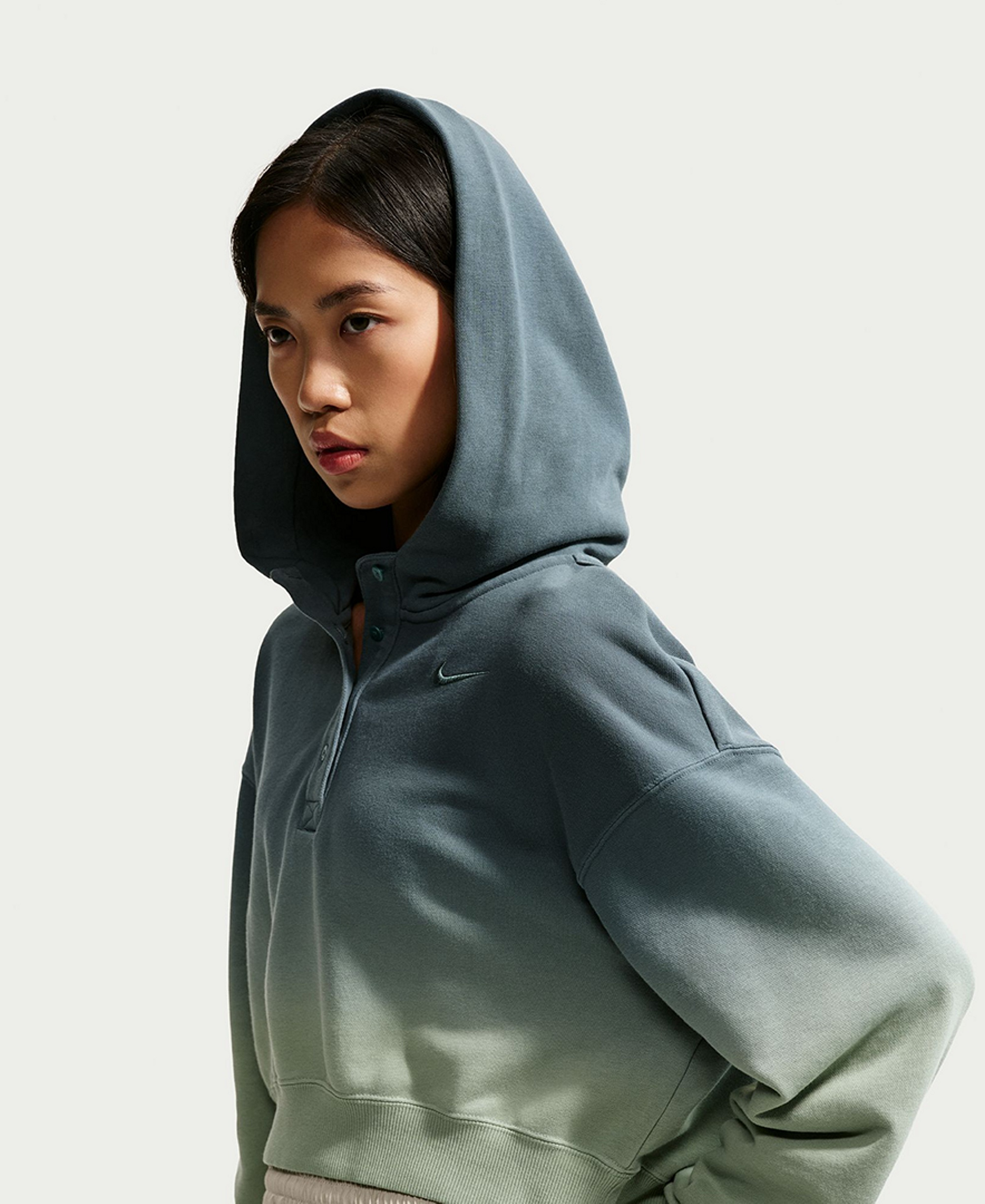 Nike Women's Sportswear Phoenix Fleece Oversized Henley Hoodie - Hydrogen Blue/lt Photo Blue