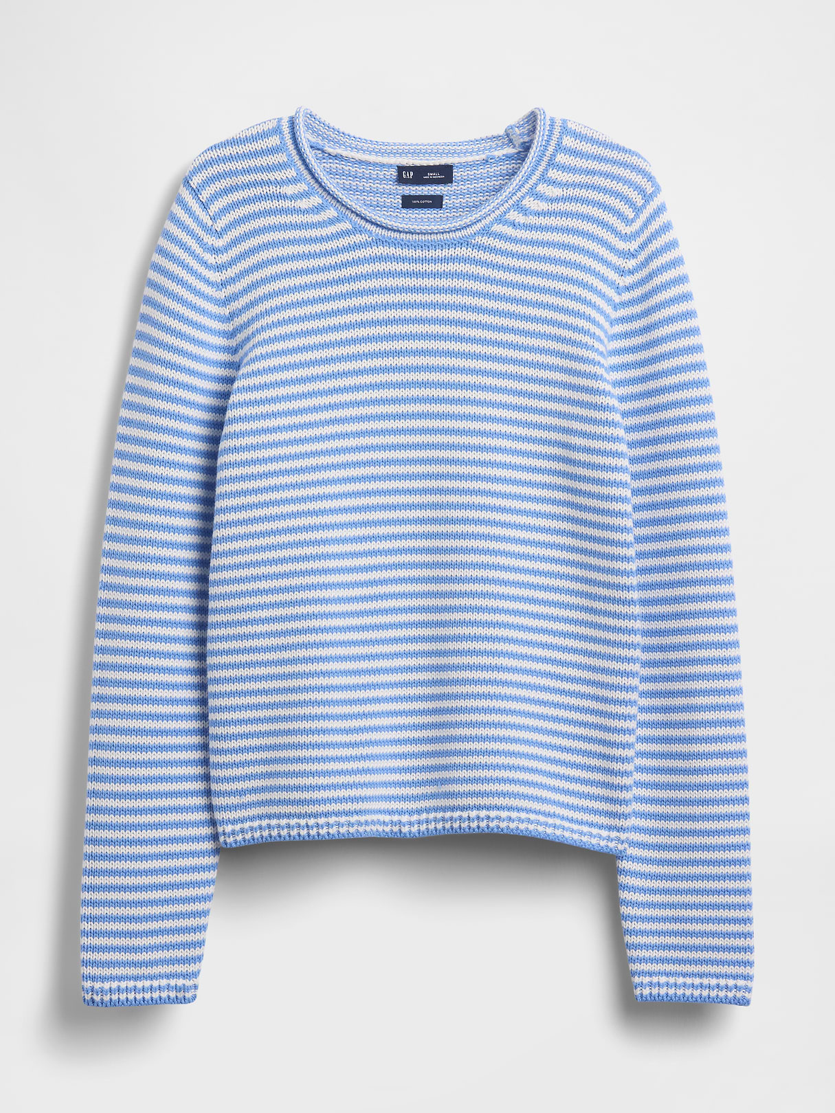 100% Cotton Rollneck Sweater - Blue stripe