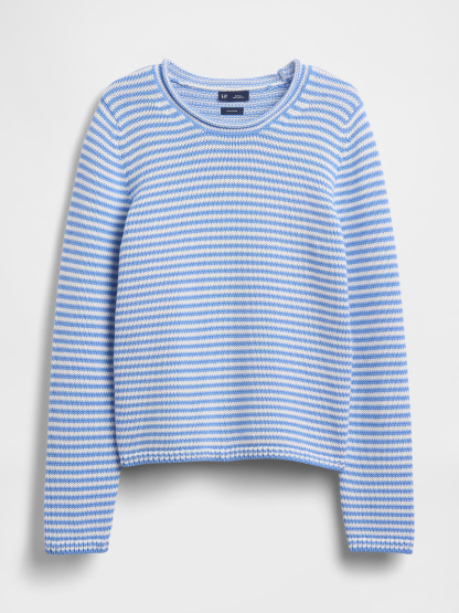 100% Cotton Rollneck Sweater - Blue stripe