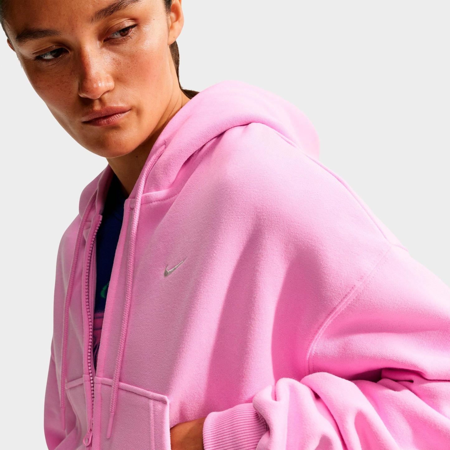 Women's Nithtke Studio Fleece Medium-Weight Oversized Cropped Full-Zip Hoodie - Pink Rise/Sail