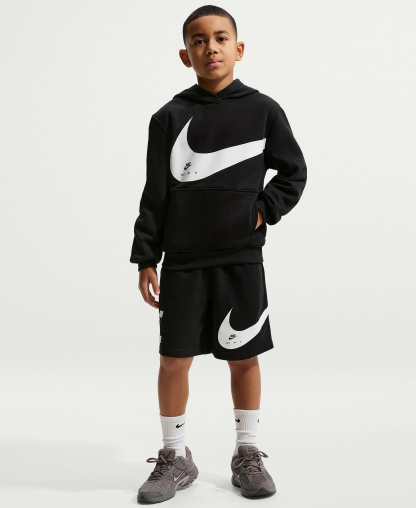 Nike Boys' and Girls' 7-20 Sportswear Club Long-Sleeve Hoodie - Black/White