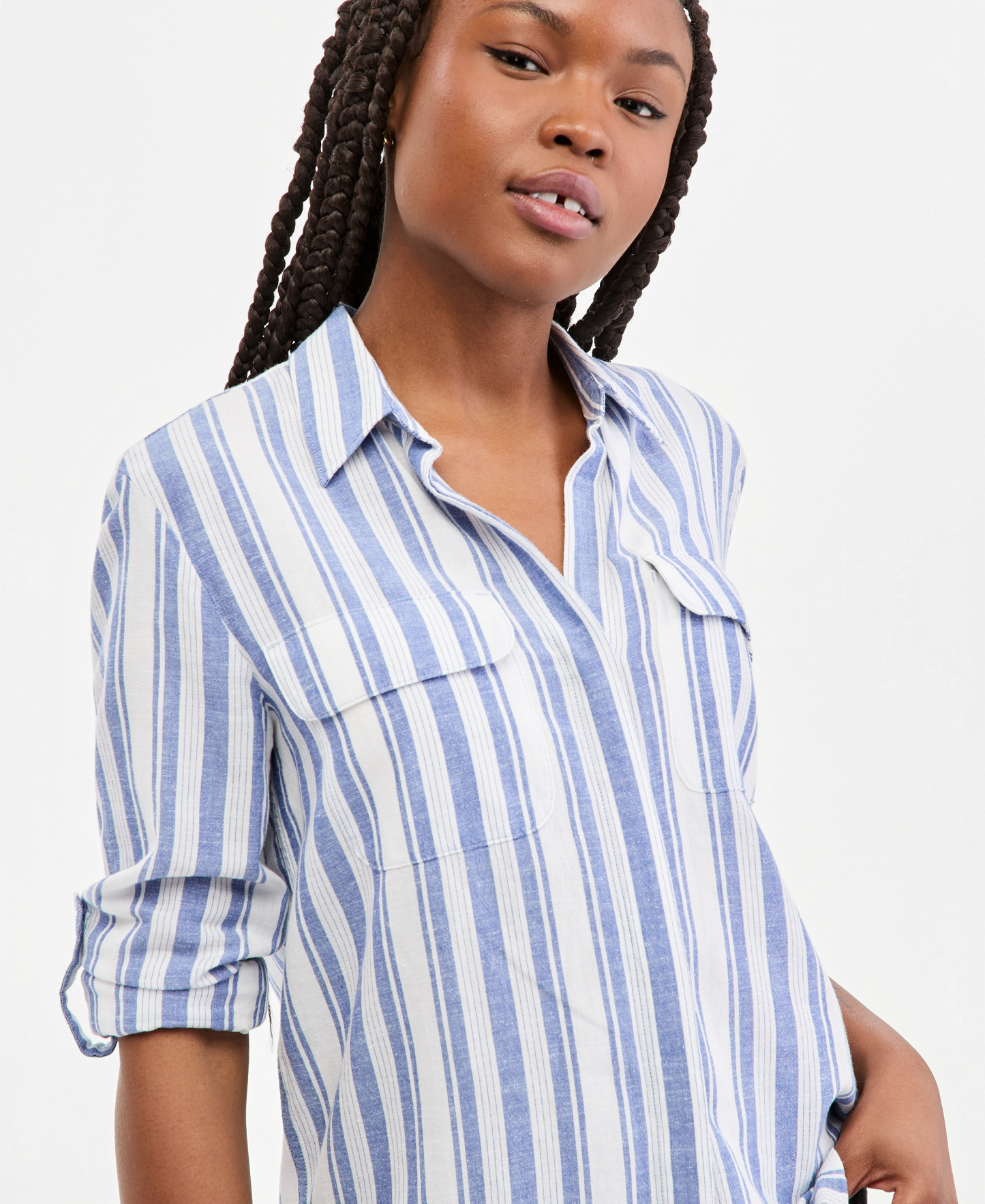 Levi's Premium Women's Elaine Utility Shirt - Bold Stripe Blue