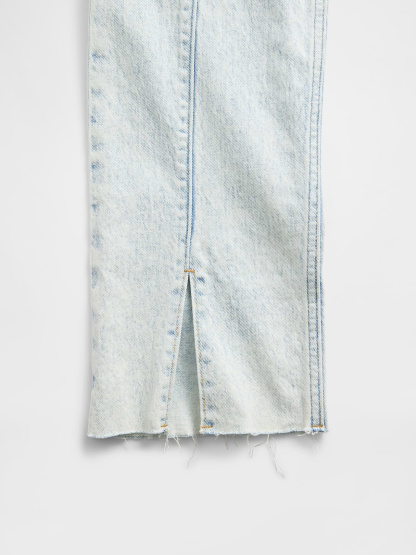 High Rise Twisted-Seam '90s Slim Straight Jeans - Seamed acid wash