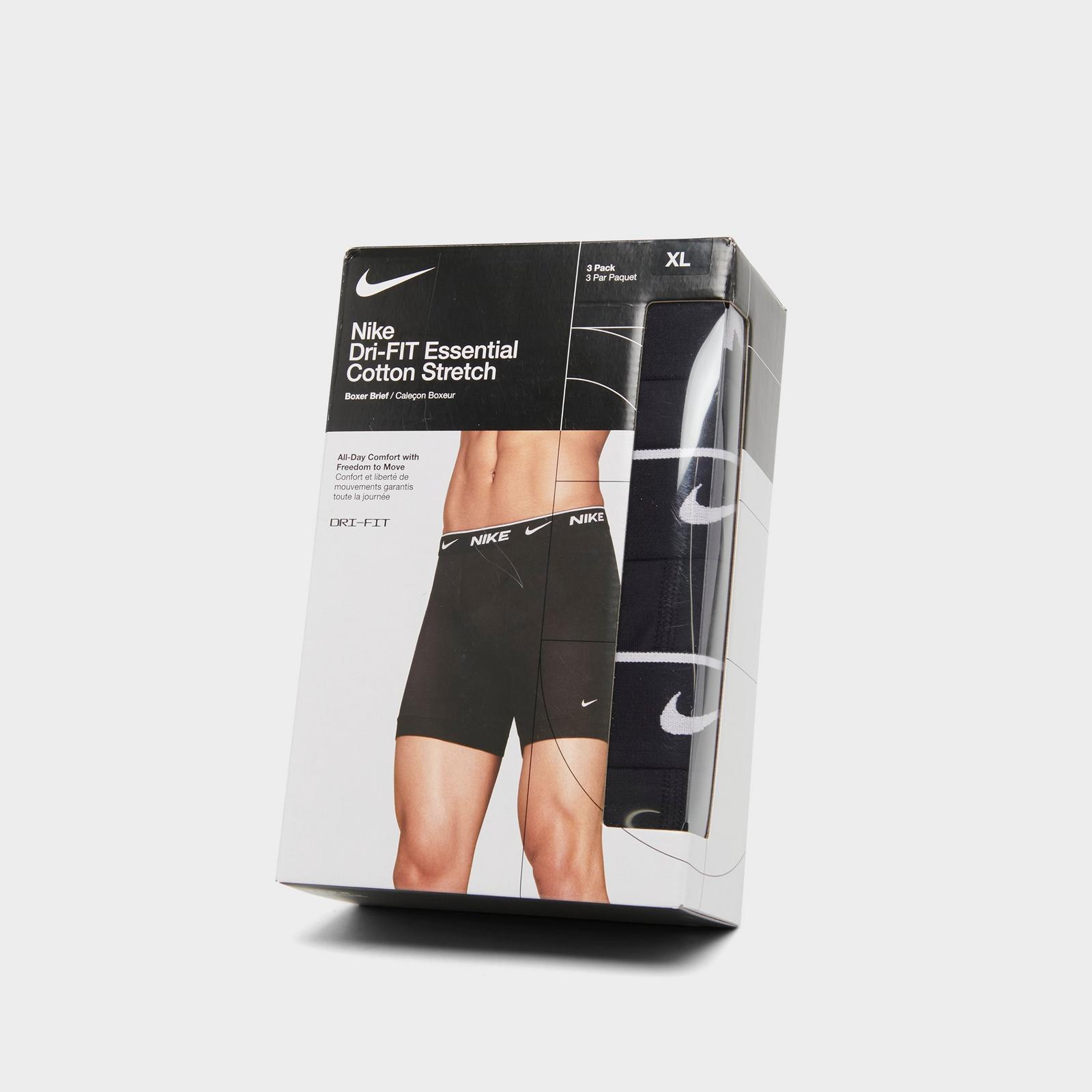 Men's Nike Stretch Cotton Boxer Briefs (3-Pack) - Black/Black/Black (KE1167-001)