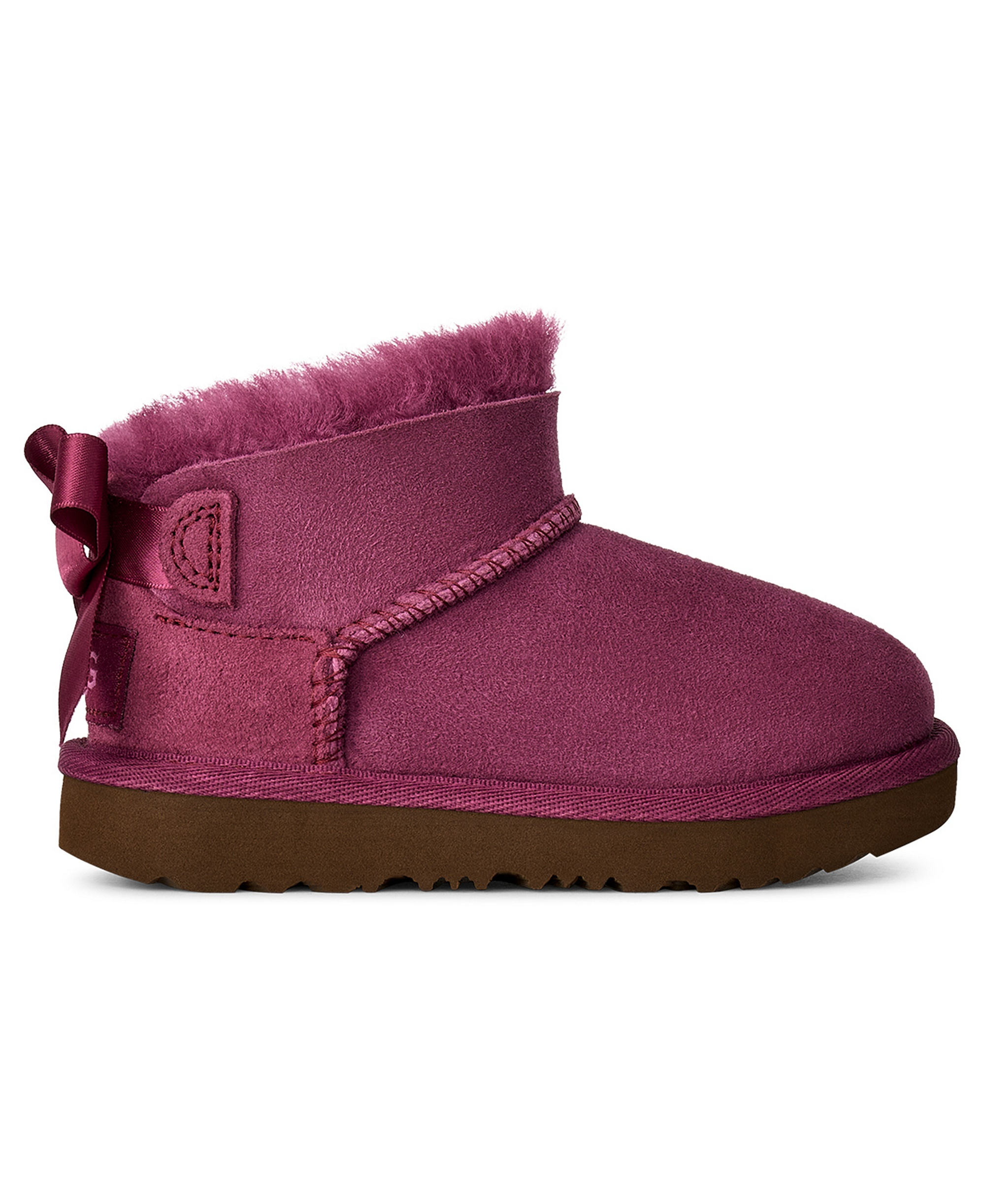 UGG® Toddler Kids Ultra Mini Bailey Bow Zipper Booties - Dark Winterberry
