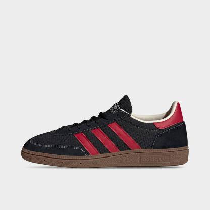 Men's adidas Originals Handball Spezial Casual Shoes - Part 2 - Core Black/Team Victory Red/Gum - Left shoe facing left. Outside of the shoe.