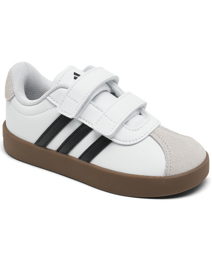 adidas Toddler Kids VL Court 3.0 Fastening Strap Casual Sneakers from Finish Line - White, Black
