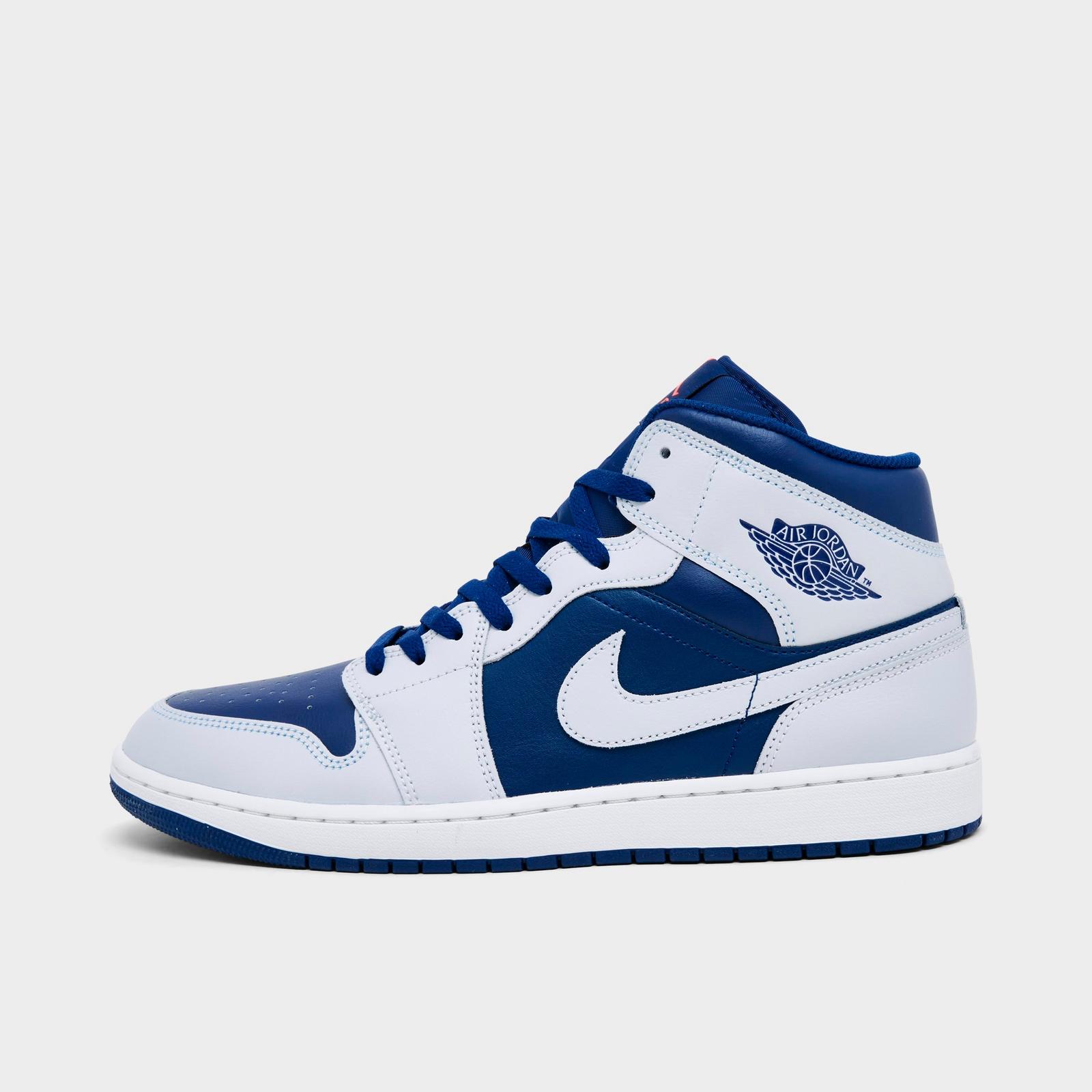 Men's Air Jordan Retro 1 Mid Casual Shoes - Blue Void/Summit White/Hot Lava/Pure Platinum - view 1