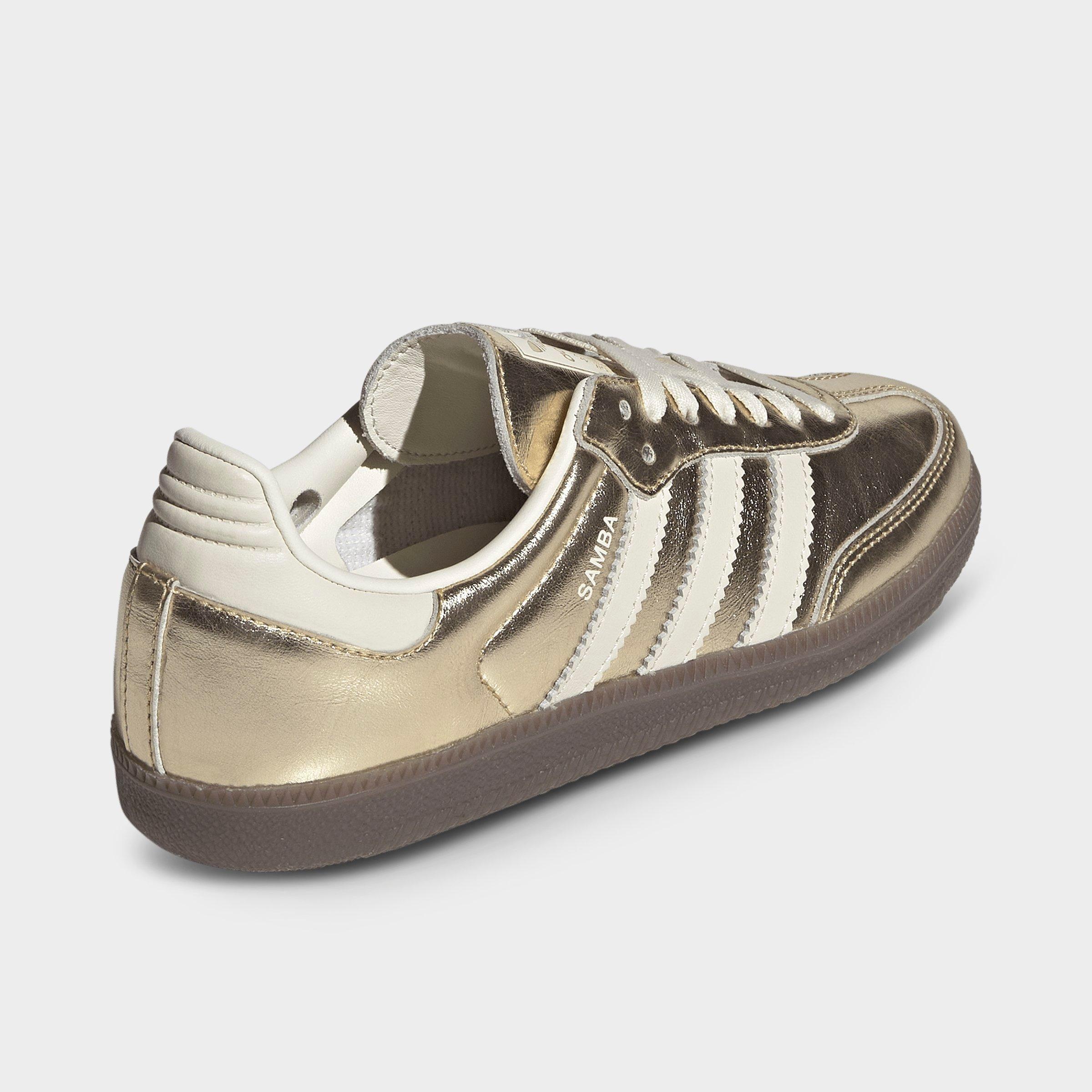 Women's adidas Originals Samba OG Casual Shoes - Part 4 - Gold Metallic/Off White/Gum - Back view