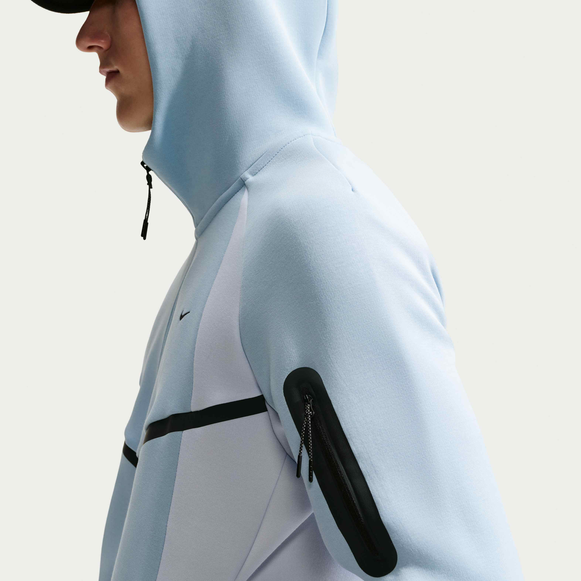 Nike Tech Men's Colour-Block Full-Zip Fleece Windrunner Jacket - Light Armoury Blue/Football Grey/Black