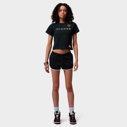 Women's Jordan Brooklyn Fleece Shorts - Black/White/Metallic Silver - view 2