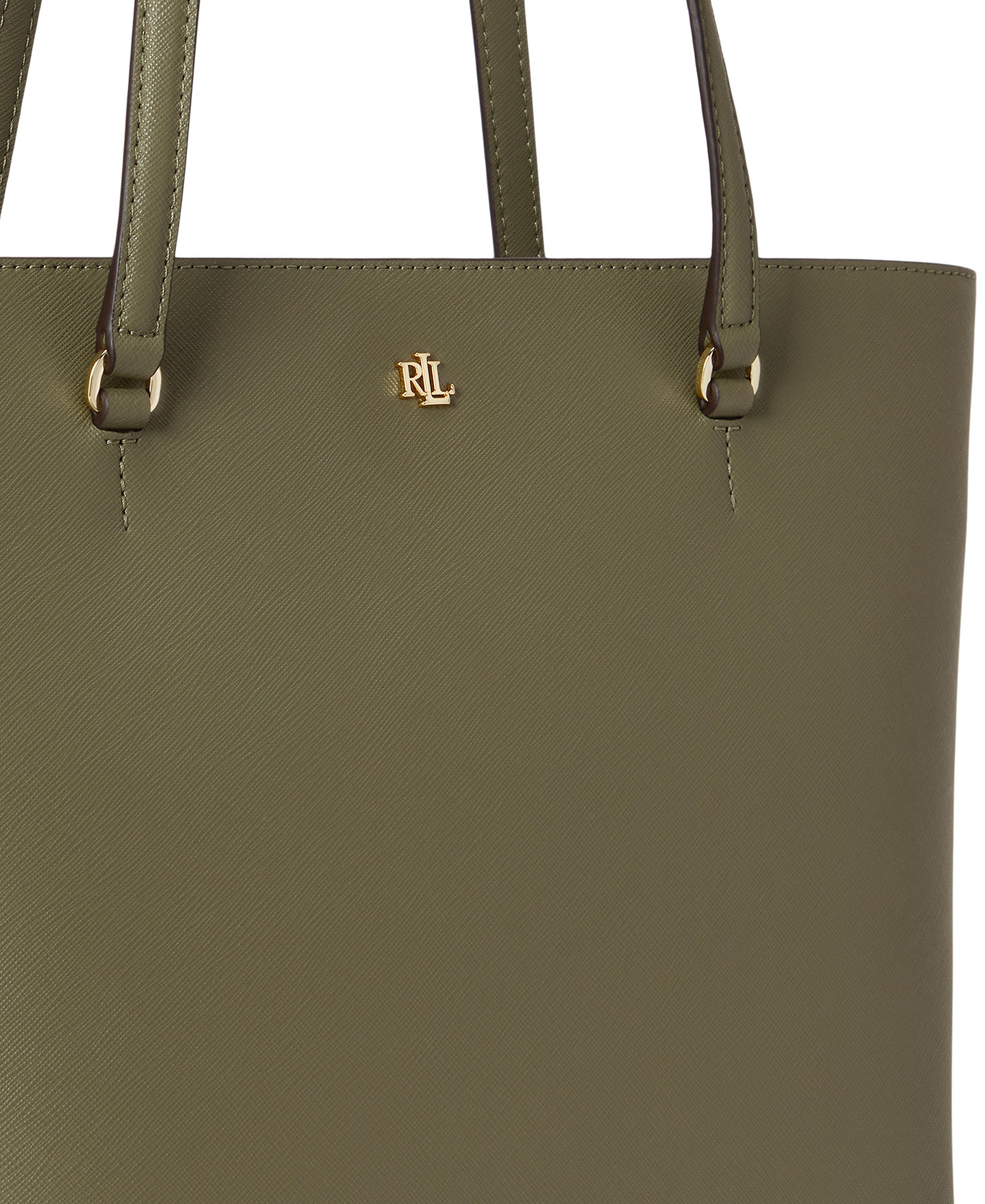 Lauren Ralph Lauren Crosshatch Leather Karly Medium Shopper Tote Handbag - Sage Green