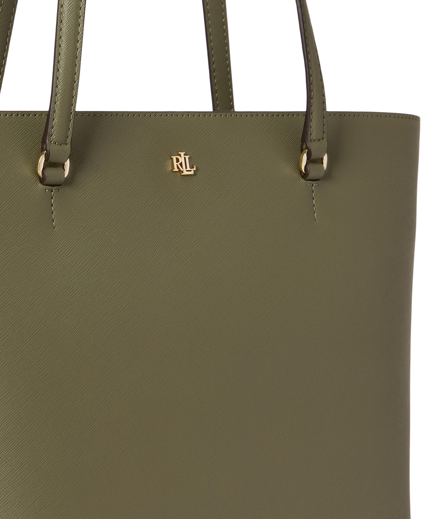 Lauren Ralph Lauren Crosshatch Leather Karly Medium Shopper Tote Handbag - Sage Green