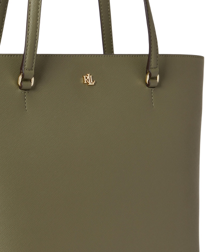 Lauren Ralph Lauren Crosshatch Leather Karly Medium Shopper Tote Handbag - Sage Green