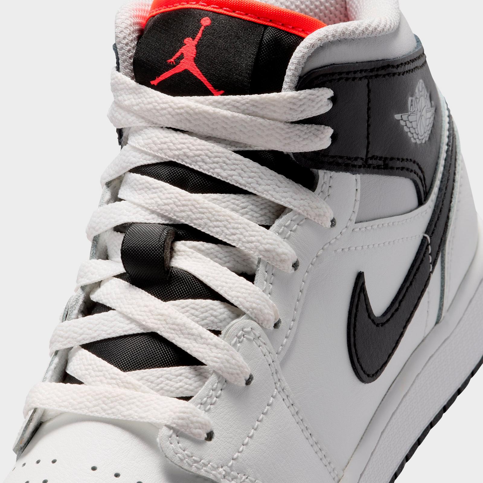 Big Kids' Air Jordan Retro 1 Mid Casual Shoes - Summit White/Infrared 23/Neutral Grey/Black - view 3