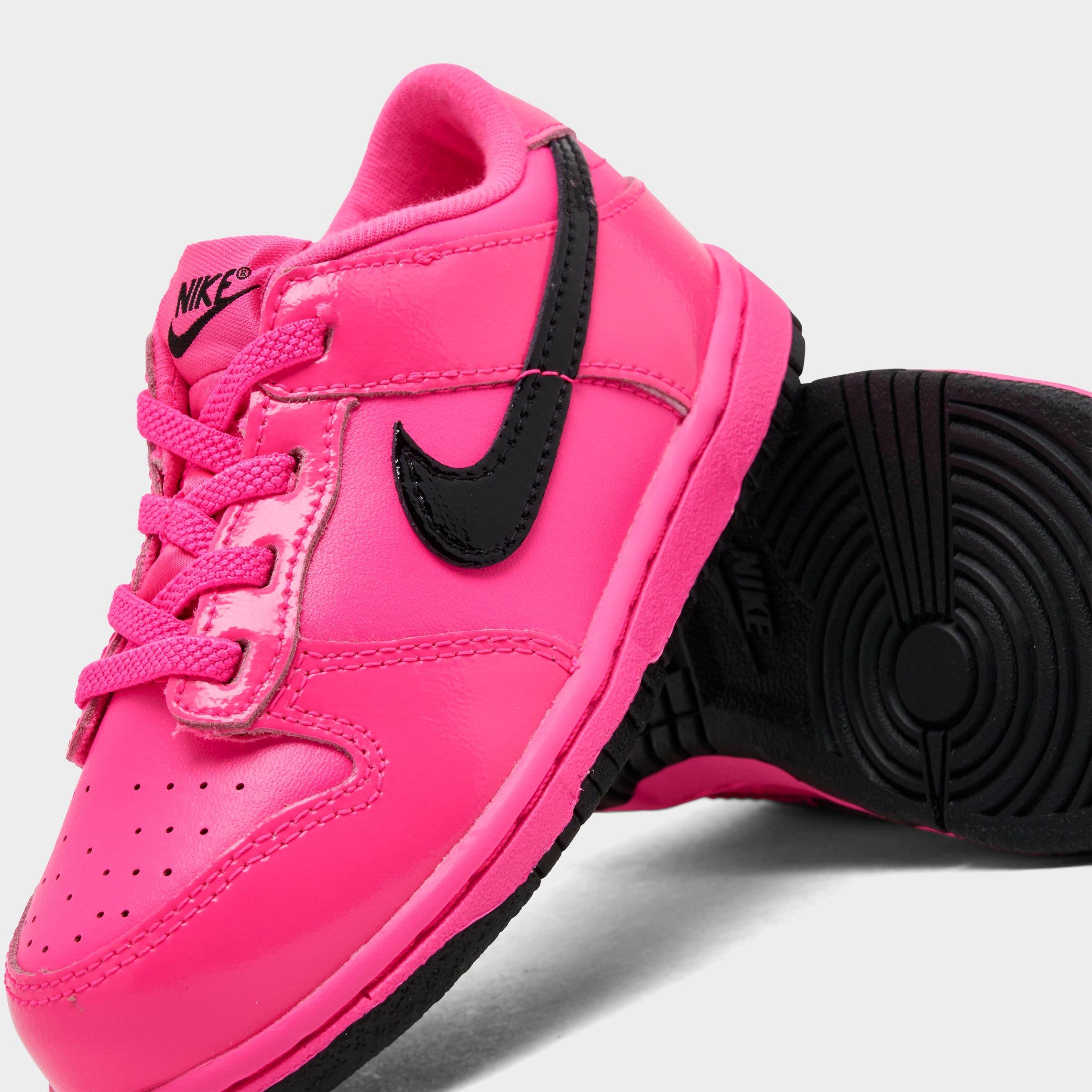 Kids' Toddler Nithtke Dunk Low Casual Shoes - Pink Blast/Pink Blast/Black - Detail shot