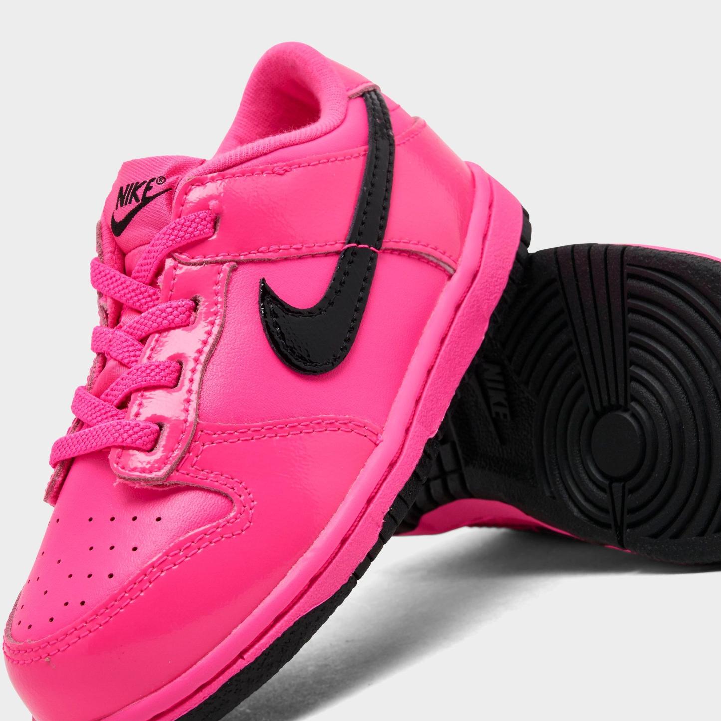 Kids' Toddler Nithtke Dunk Low Casual Shoes - Pink Blast/Pink Blast/Black - Detail shot
