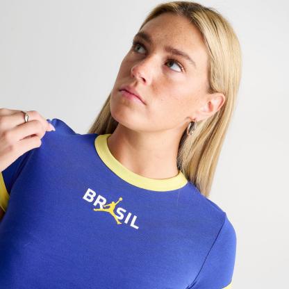 Women's Jordan Brazil Graphic Crewneck T-Shirt - Old Royal/Yellow Pulse - view 5