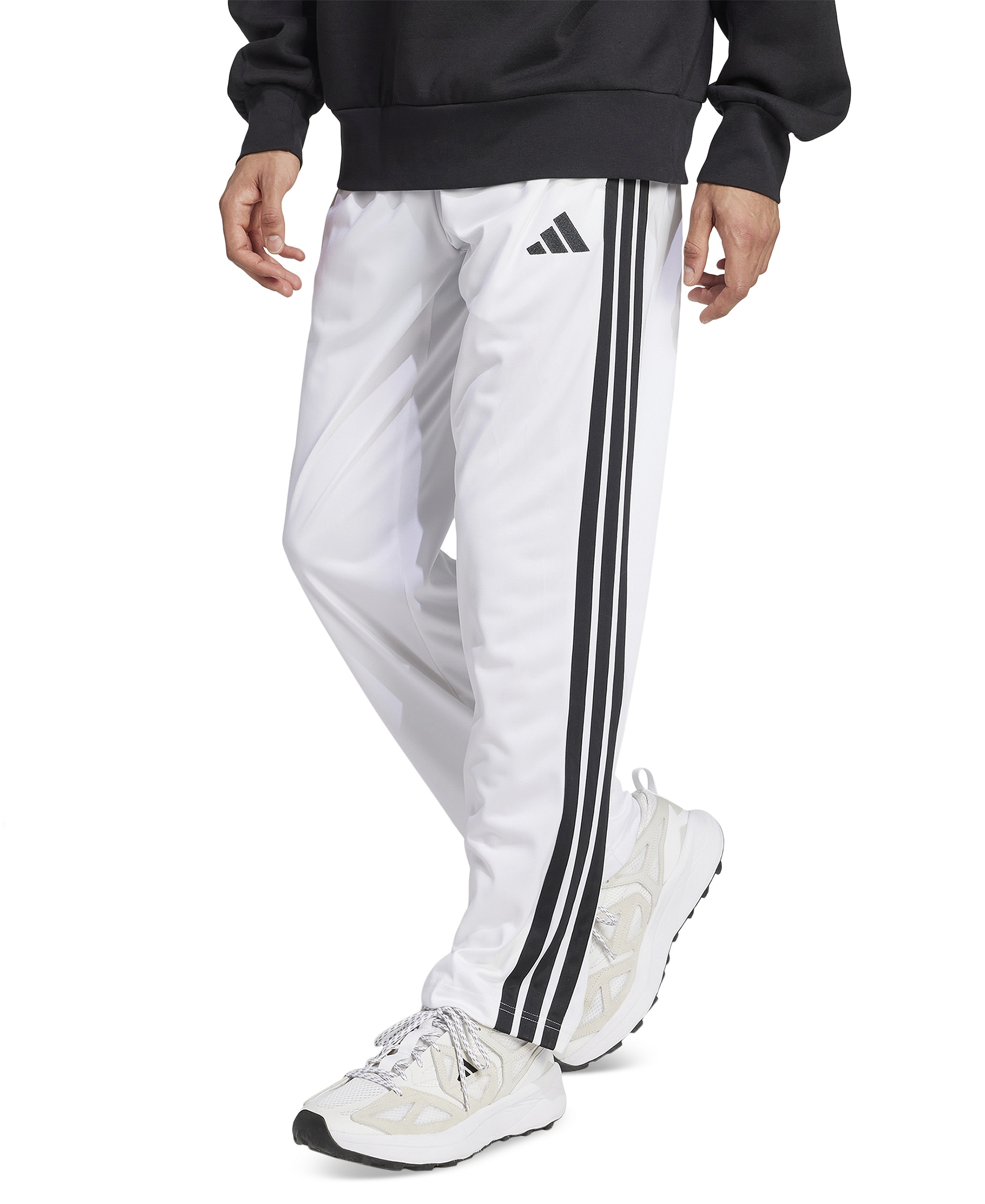adidas Men's 3-Stripes Regular Open Hem Track Pants - White/Black