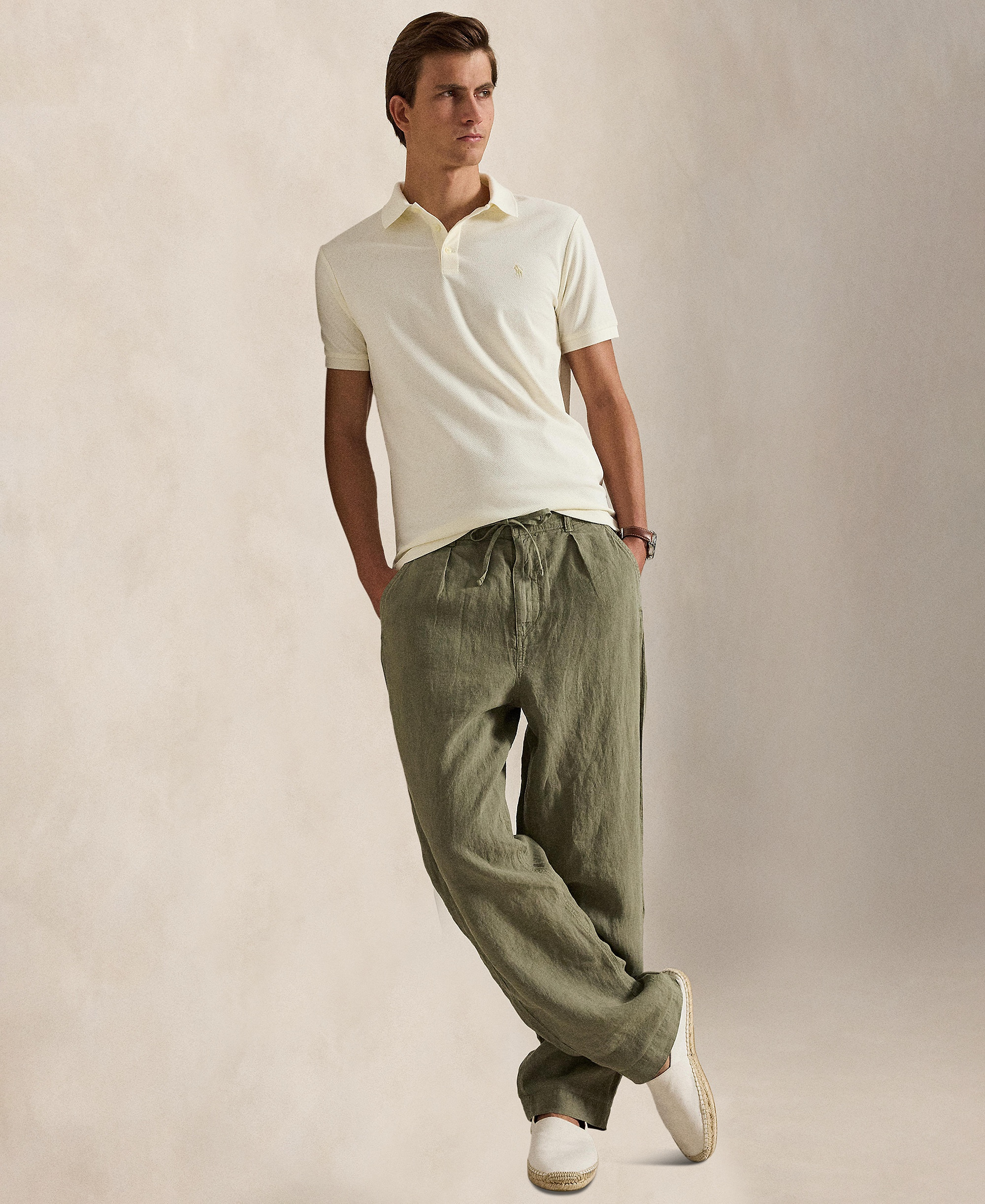 Polo Ralph Lauren Men's Custom Slim-Fit Honeycomb-Mesh Polo Shirt - Pale Cream