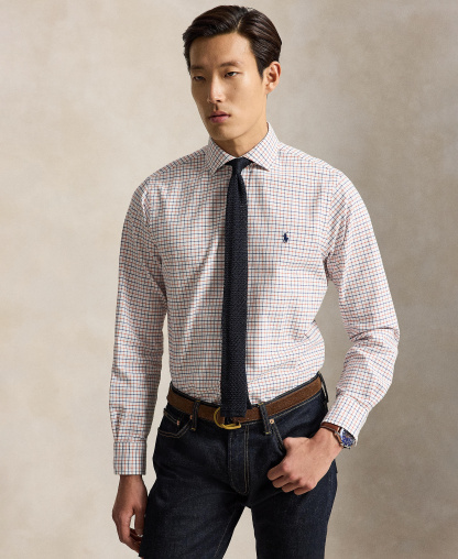 Polo Ralph Lauren Men's Classic-Fit Plaid Brushed Oxford Shirt - White Orange Multi