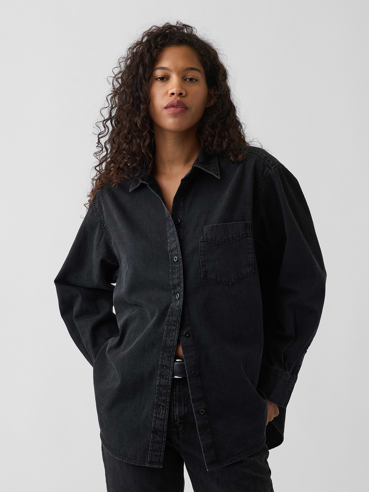 Denim Big Shirt - Black wash